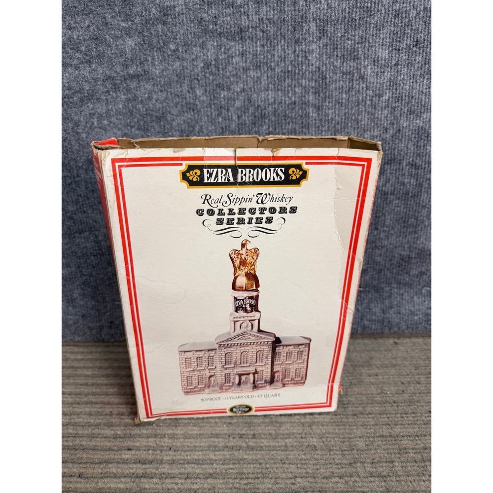 Ezra Brooks Whiskey Decanter NH State House Sesquicentennial Heritage China Box